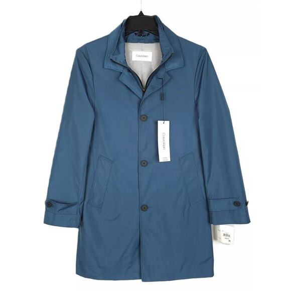 Calvin Klein Other - Calvin Klein Men's Munson Slim-Fit Modern All-Weather Raincoat Blue 48R NWT